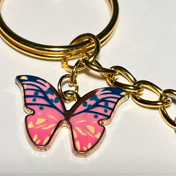 Glass Ball Crystal Keychain with Butterfly Charm - Picture 2 of 4